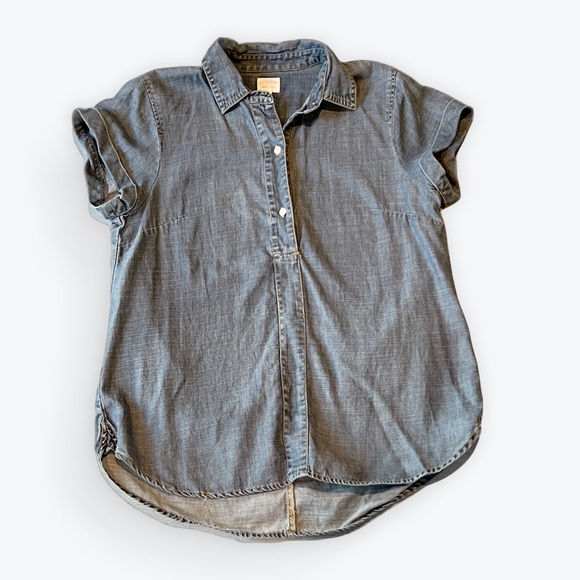 J. Crew Women’s Chambray Button Down Popover Shirt Sz SM - Picture 1 of 3